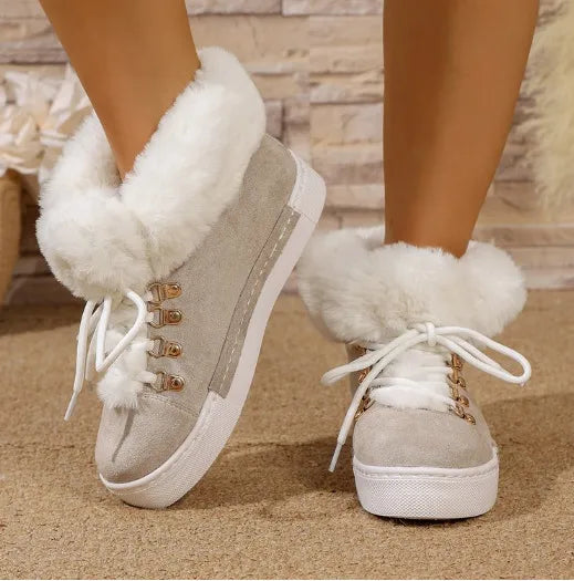 Bequeme Woll-Schnürstiefel für Frauen für den Winter