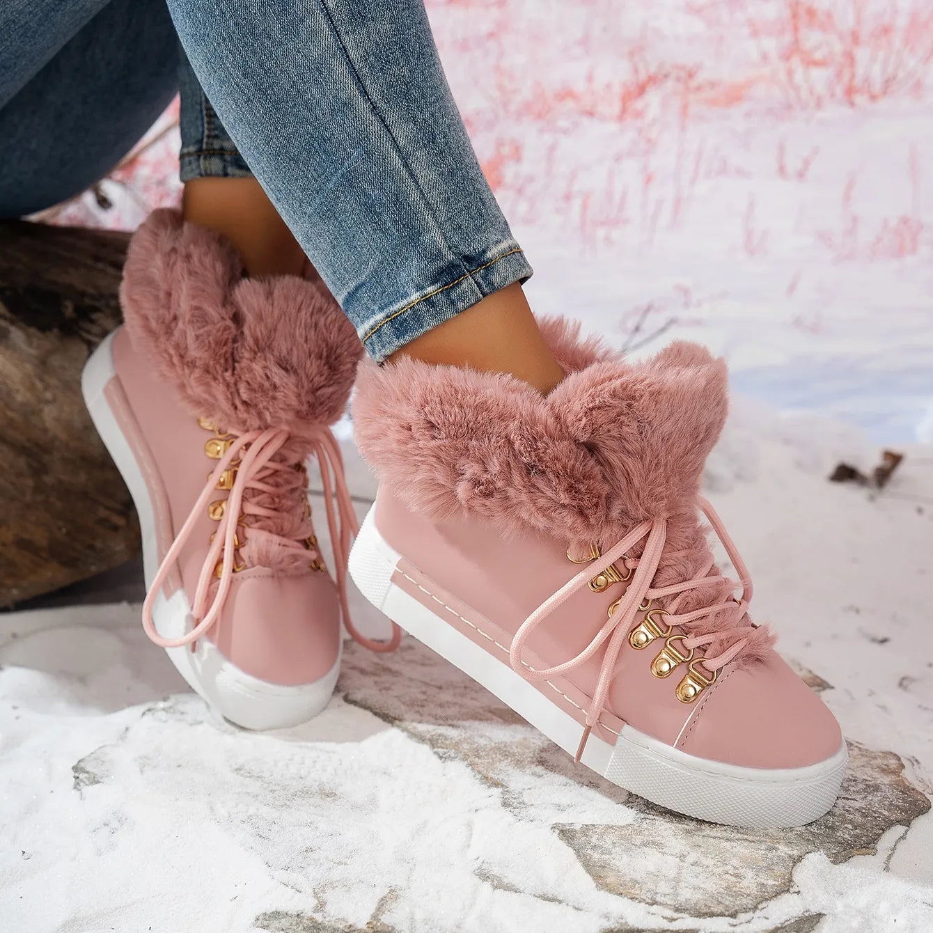 Bequeme Woll-Schnürstiefel für Frauen für den Winter