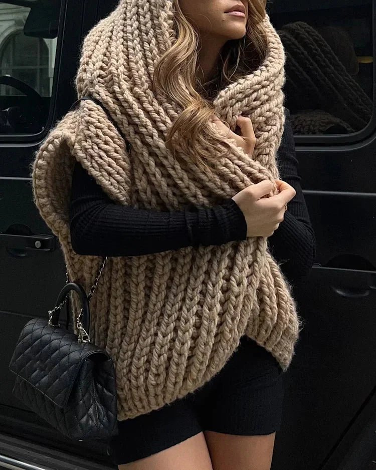 Bequemer, locker gestrickter Hoodie - Pullover für legere Lagenlooks - Livezo
