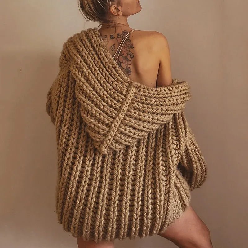 Bequemer, locker gestrickter Hoodie - Pullover für legere Lagenlooks - Livezo