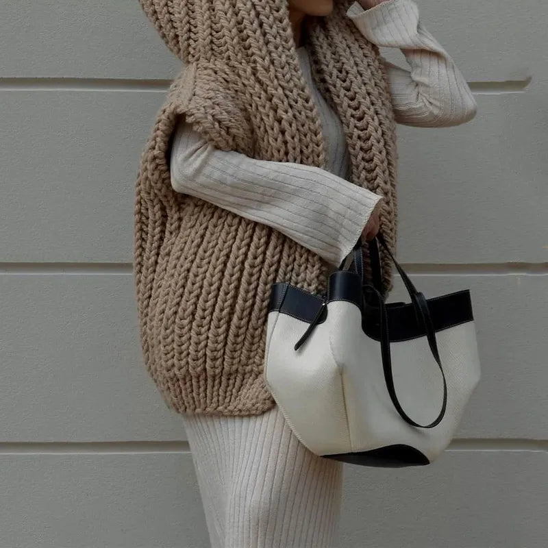 Bequemer, locker gestrickter Hoodie - Pullover für legere Lagenlooks - Livezo