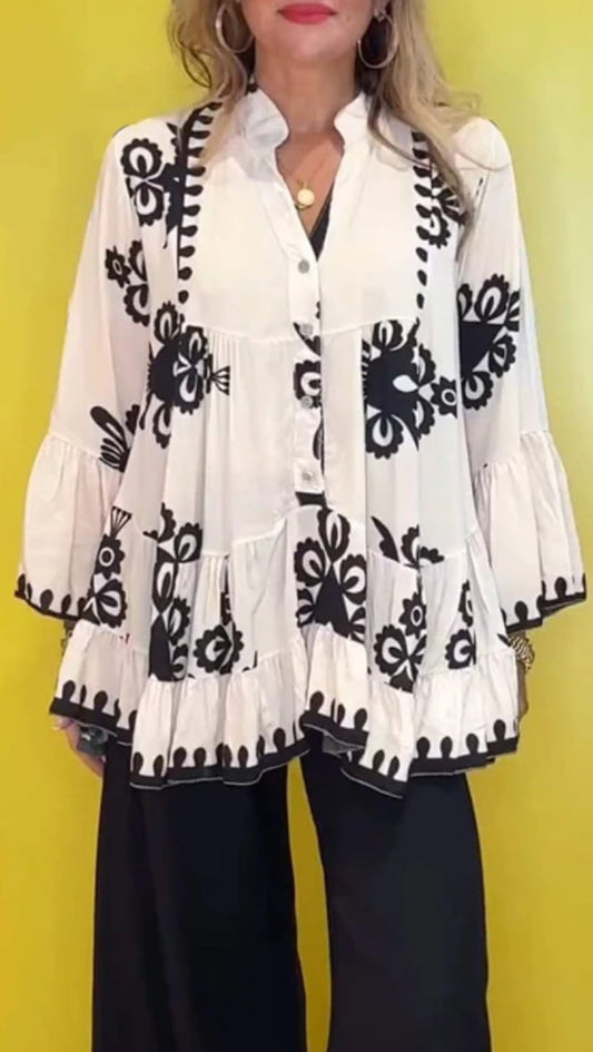 Boho Ruffle Top - Mühelose Boho - Vibes mit unserem schicken Rüschen - Top! ✨🌿 - Livezo