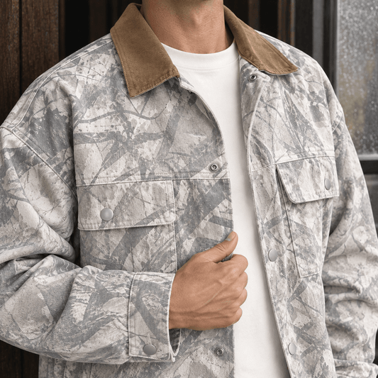 Camo Print Denim Jacket - Harren Cole