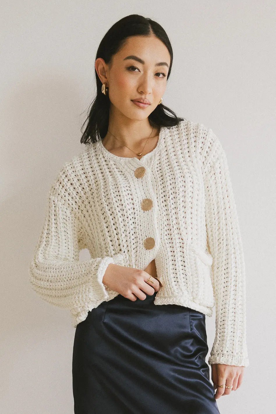 Cozy Chic Damen Strickjacke mit Knöpfen und Taschen - Livezo