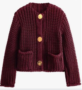 Cozy Chic Damen Strickjacke mit Knöpfen und Taschen - Livezo
