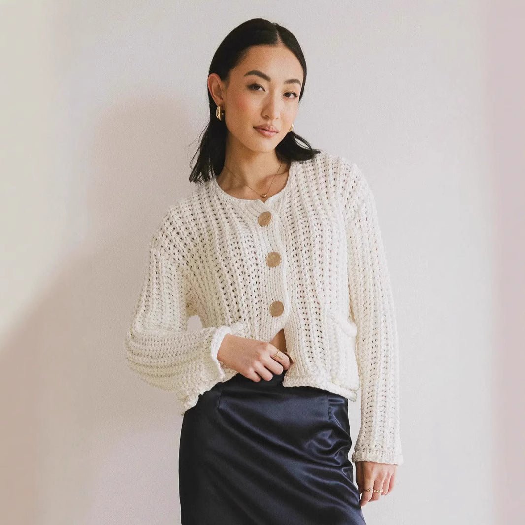 Cozy Chic Damen Strickjacke mit Knöpfen und Taschen - Livezo