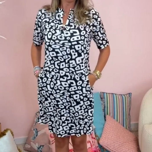 Damen Freizeitkleid mit V - Ausschnitt - Livezo