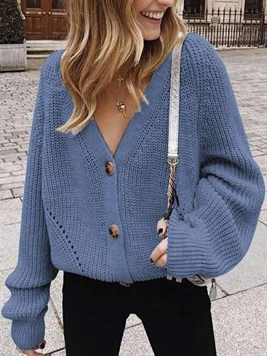 Damen Strickjacke mit Puffärmeln - Livezo