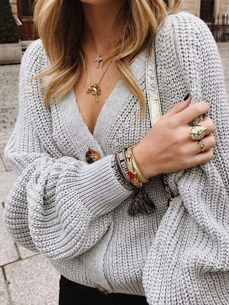 Damen Strickjacke mit Puffärmeln - Livezo