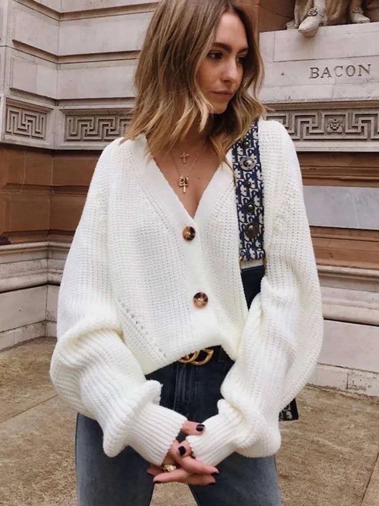 Damen Strickjacke mit Puffärmeln - Livezo