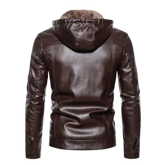 Faux Leather Hooded Jacket - Harren Cole
