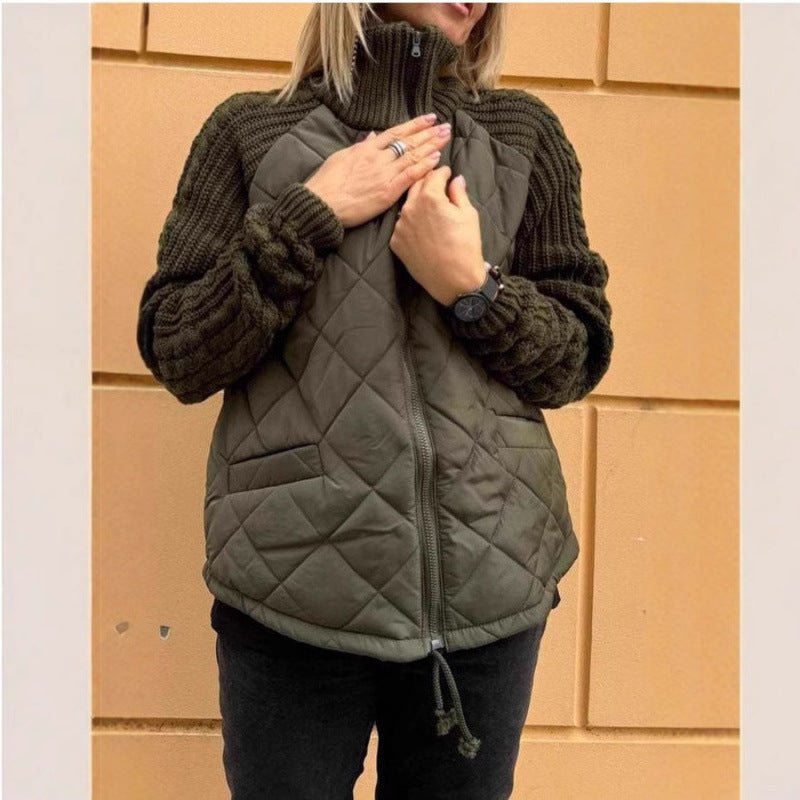 Gemütliche Steppjacke mit Strickärmeln für Damen - Livezo