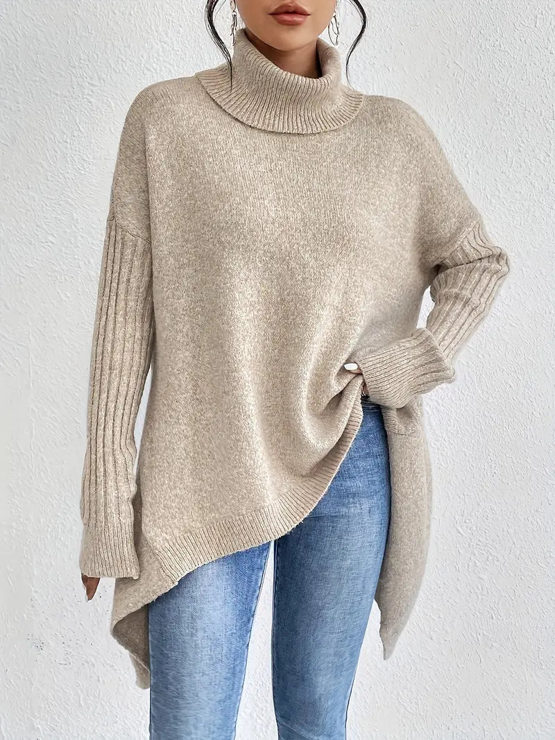 Gemütlicher langer Rollkragenpullover für den täglichen Komfort - Livezo