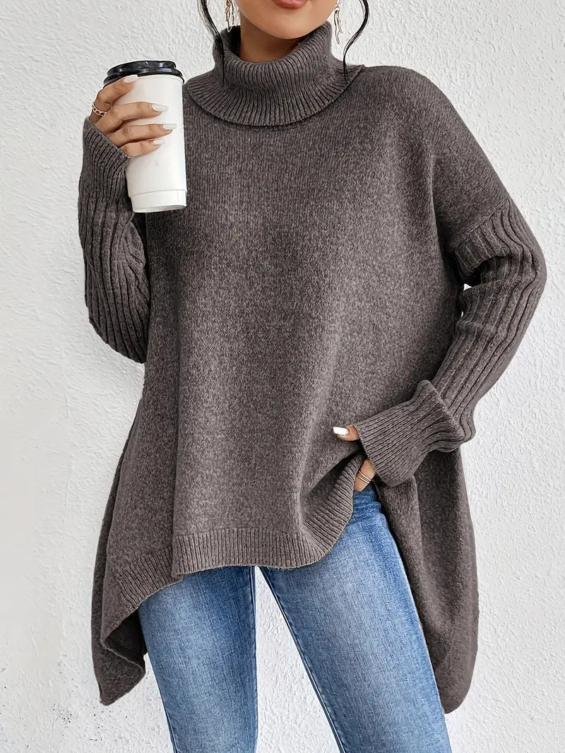 Gemütlicher langer Rollkragenpullover für den täglichen Komfort - Livezo