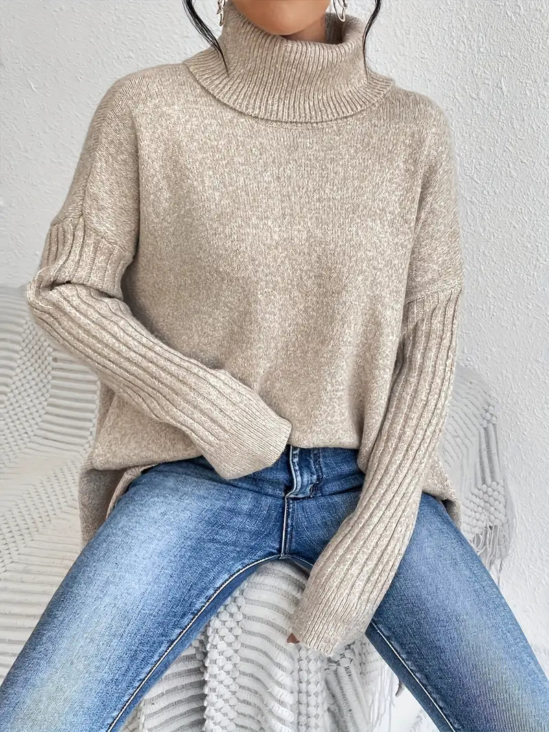 Gemütlicher langer Rollkragenpullover für den täglichen Komfort - Livezo