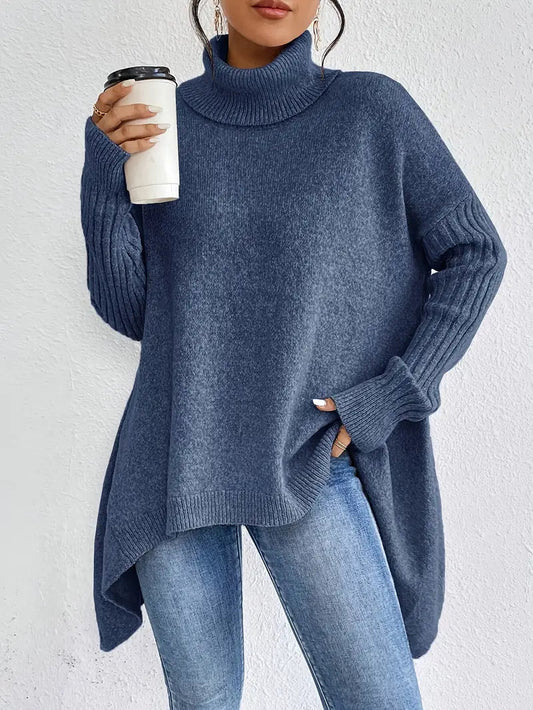 Gemütlicher langer Rollkragenpullover für den täglichen Komfort - Livezo