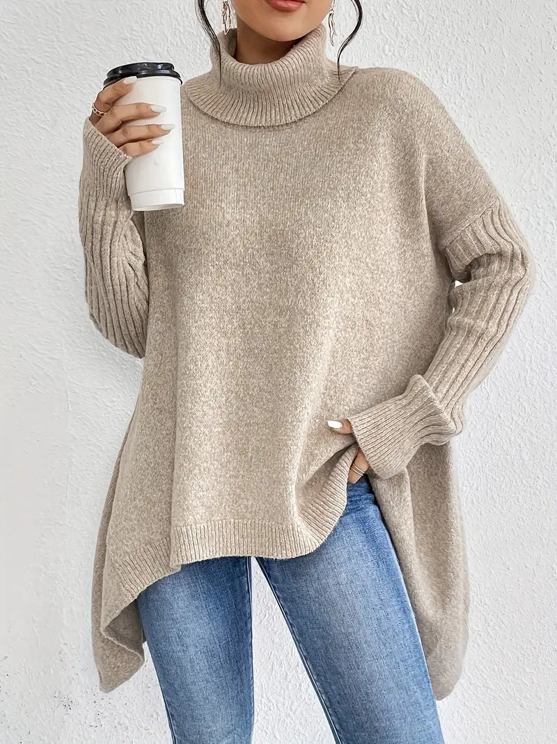 Gemütlicher langer Rollkragenpullover für den täglichen Komfort - Livezo