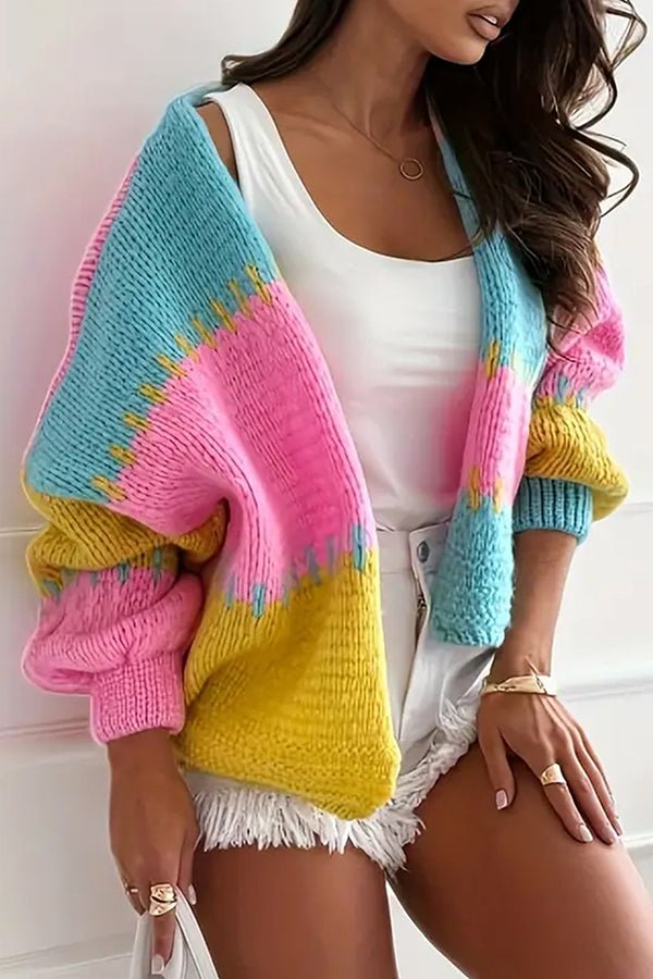 Gemütlicher legerer Strickcardigan mit kontrastierenden Nahtdetails - Livezo