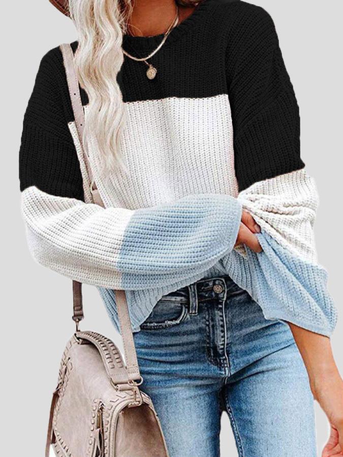 Gemütlicher Strickpullover mit Farbblock - Design für Herbstlagen - Livezo