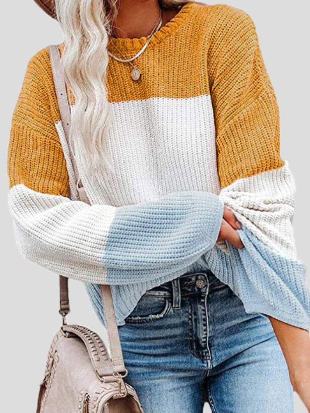Gemütlicher Strickpullover mit Farbblock - Design für Herbstlagen - Livezo