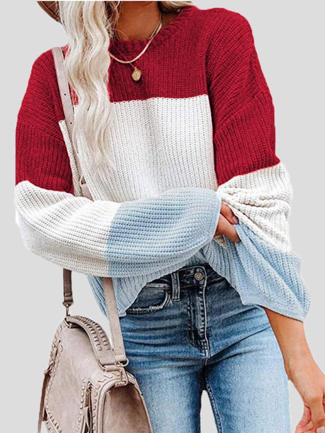 Gemütlicher Strickpullover mit Farbblock - Design für Herbstlagen - Livezo