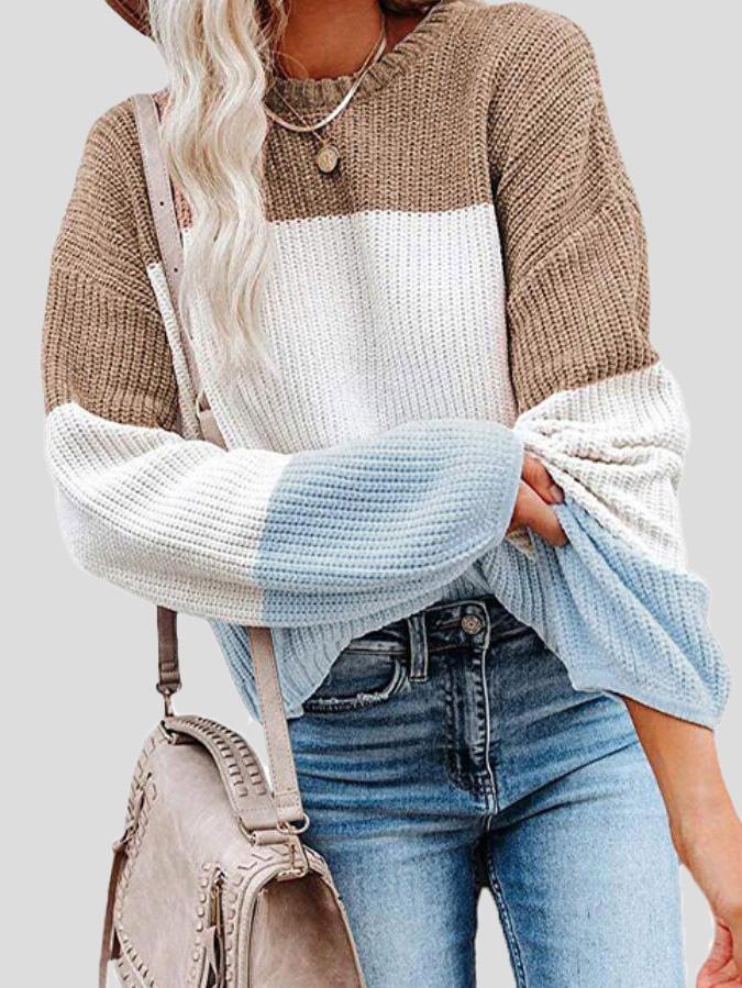 Gemütlicher Strickpullover mit Farbblock - Design für Herbstlagen - Livezo