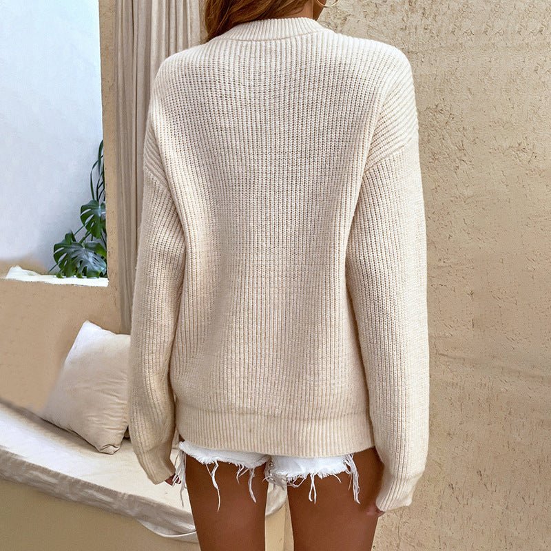 Gemütlicher Strickpullover mit stylischem, geknöpftem Kragen - Livezo
