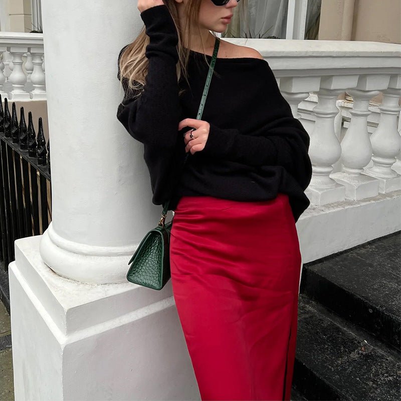 Gemütlicher übergroßer Strickpullover mit Carmenausschnitt - Livezo