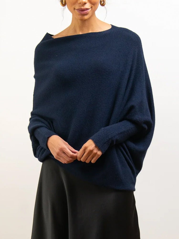 Gemütlicher übergroßer Strickpullover mit Carmenausschnitt - Livezo