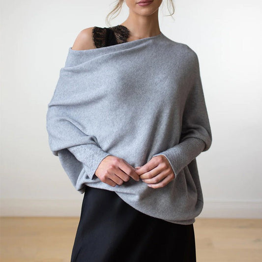 Gemütlicher übergroßer Strickpullover mit Carmenausschnitt - Livezo