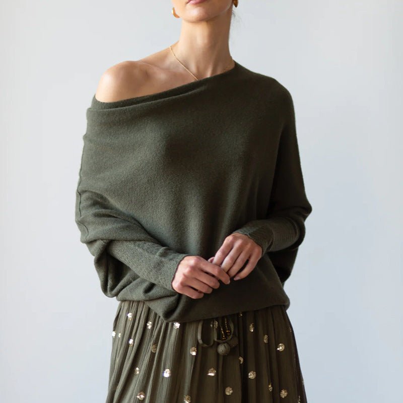 Gemütlicher übergroßer Strickpullover mit Carmenausschnitt - Livezo