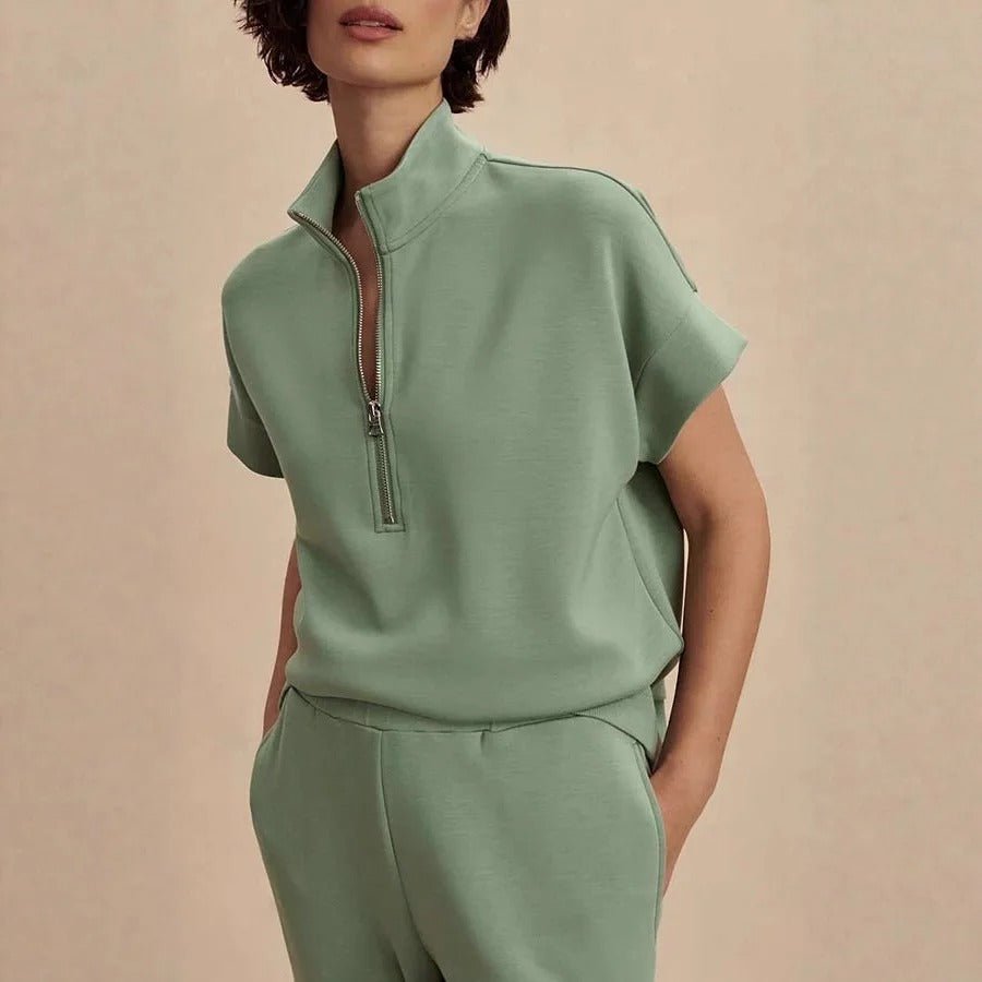 Gemütliches Halb - Reißverschluss - Sweatshirt und Jogger - Loungewear - Set - Livezo