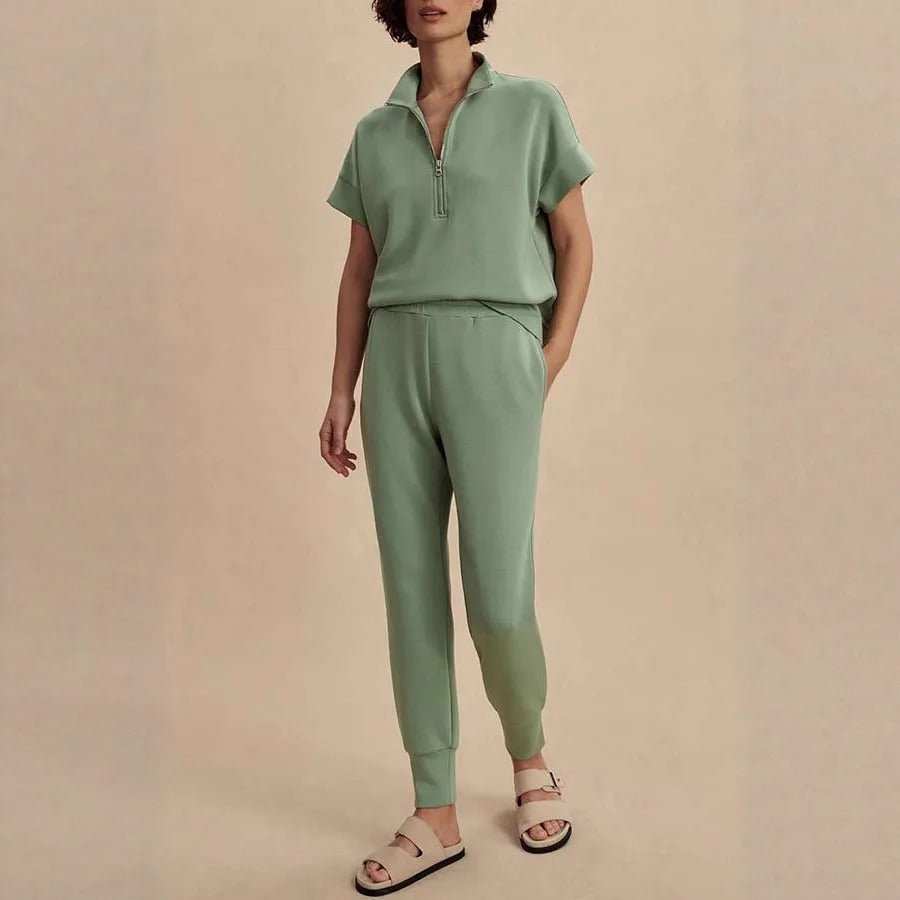 Gemütliches Halb - Reißverschluss - Sweatshirt und Jogger - Loungewear - Set - Livezo