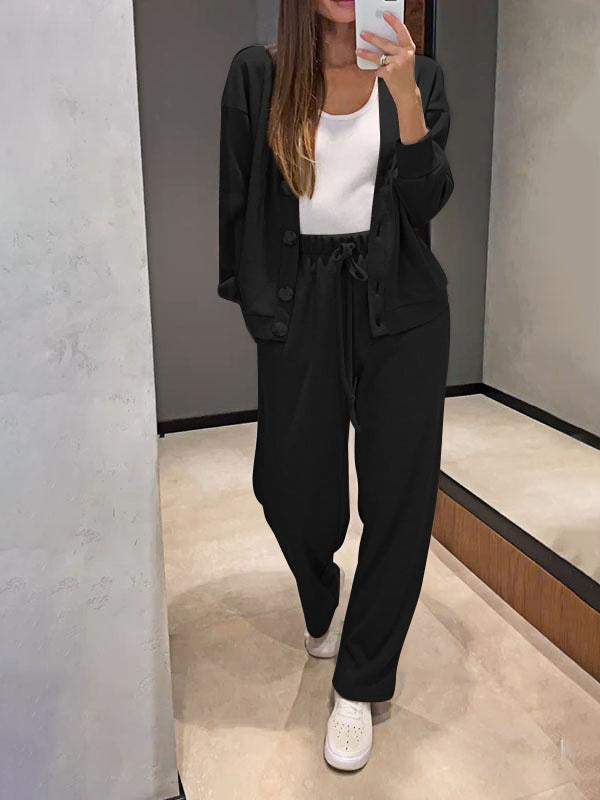 Gemütliches lässiges V - Ausschnitt Pullover - und Hose - Set - Livezo
