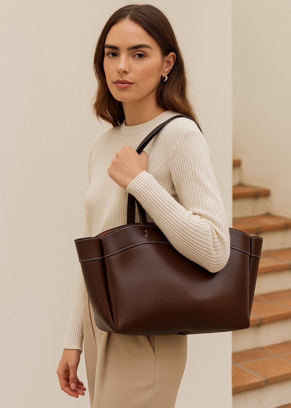 Klassische Ledertasche Tote - Livezo