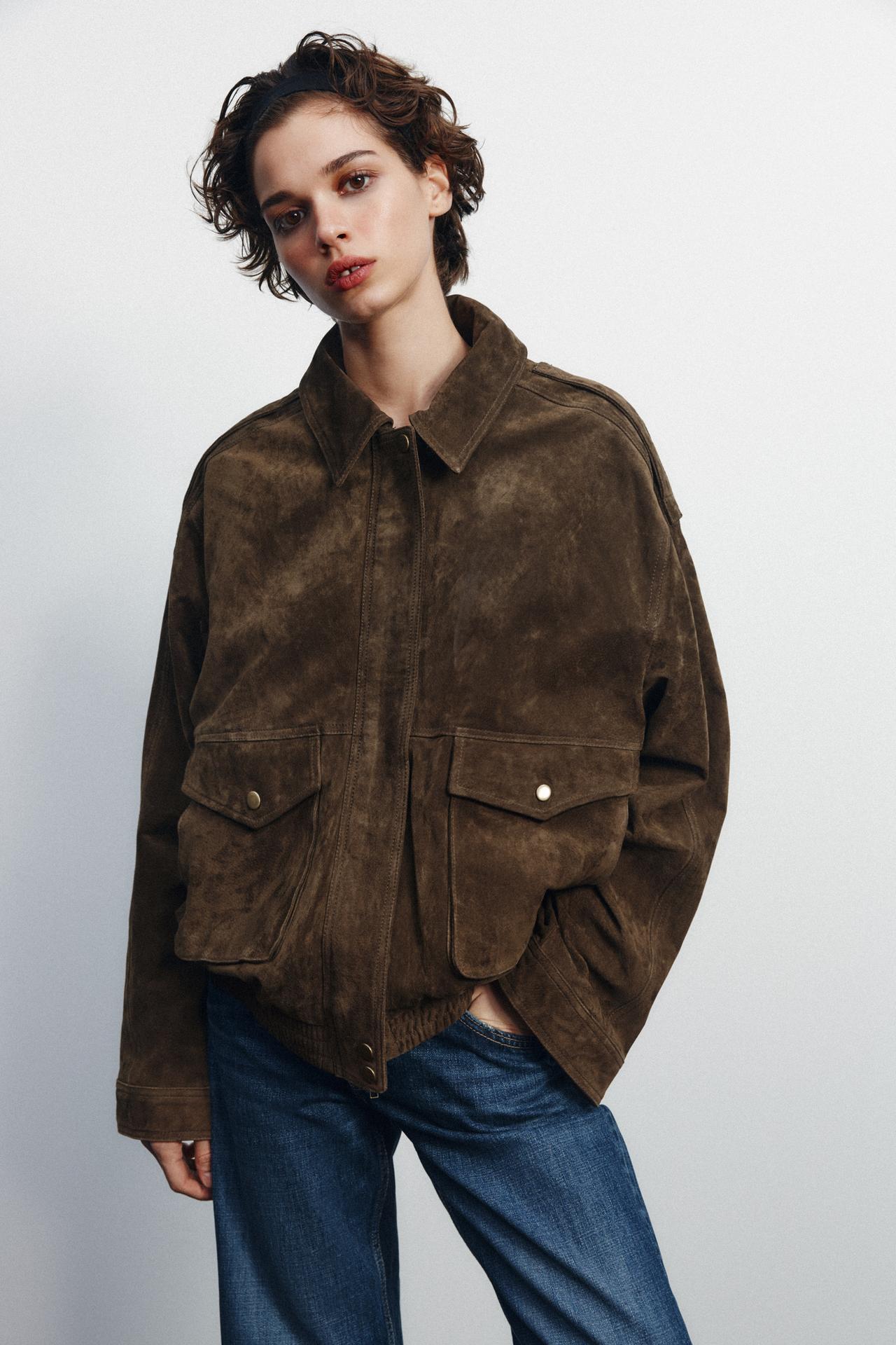 Klassische Veloursleder - Bomberjacke - Livezo