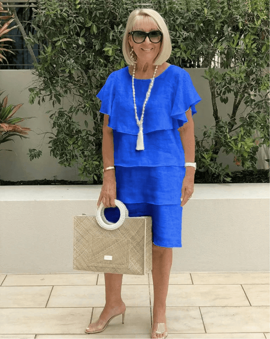 Kurzarm Kleid mit Rüschen - Livezo