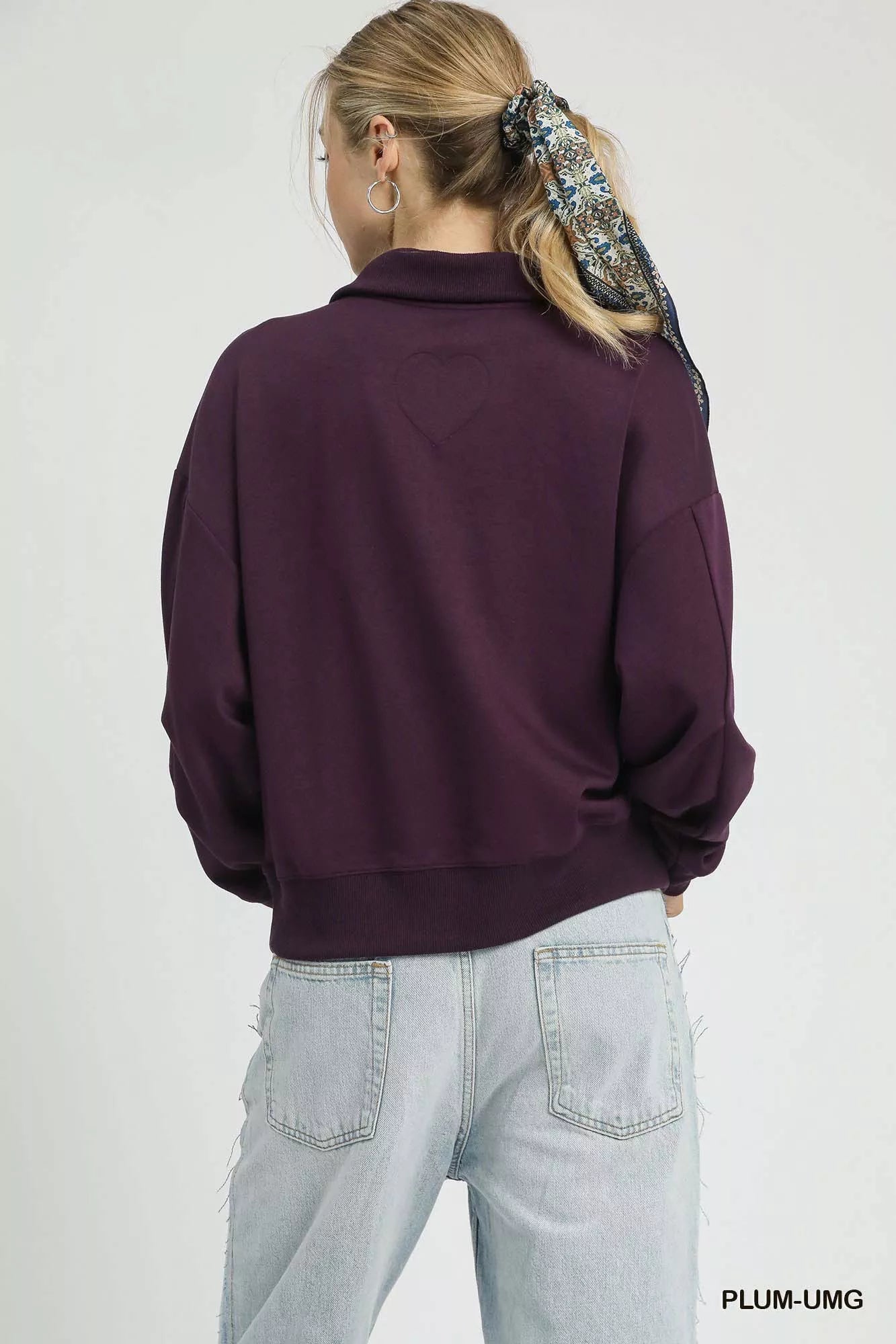 Lässiger kuscheliger Pullover mit halbem Reißverschluss - Livezo