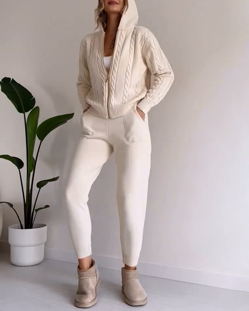 Legeres Jacquard - Strickjacken - Set mit Twist - Design - Livezo