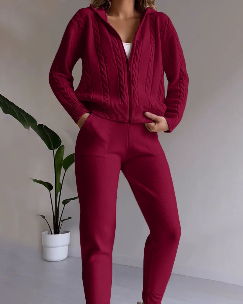 Legeres Jacquard - Strickjacken - Set mit Twist - Design - Livezo