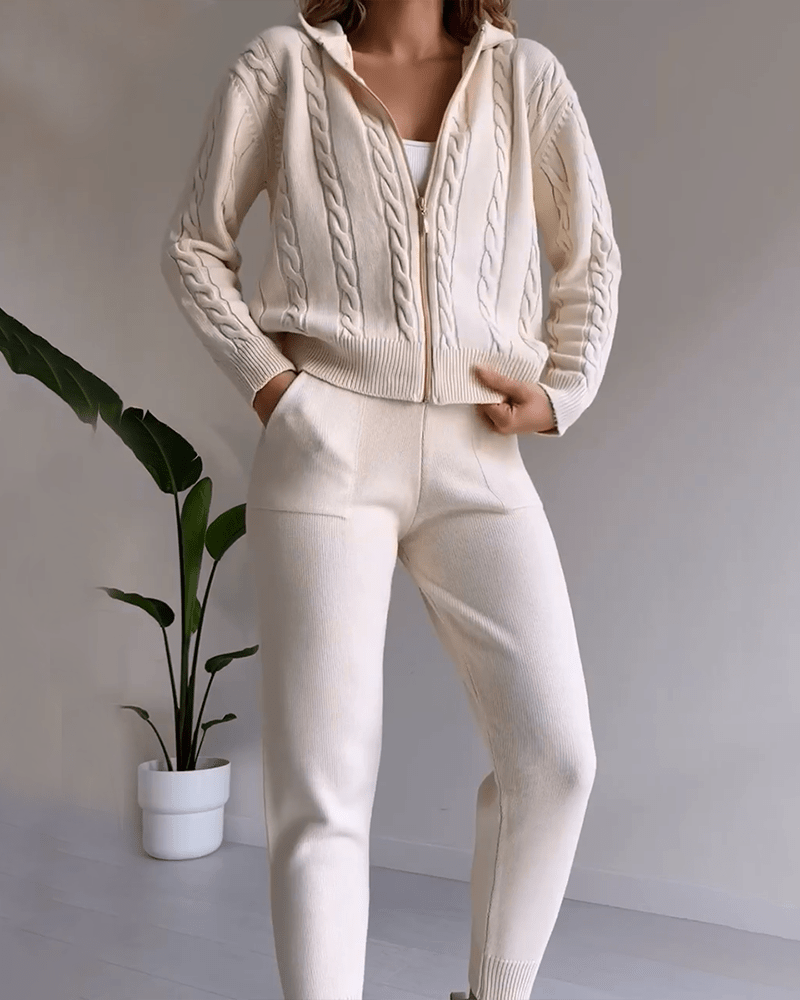 Legeres Jacquard - Strickjacken - Set mit Twist - Design - Livezo
