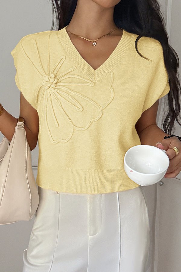 Legeres locker sitzendes Strickweste mit V - Ausschnitt - Livezo