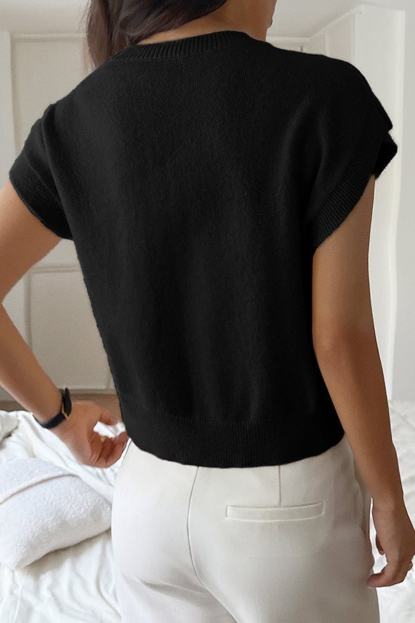 Legeres locker sitzendes Strickweste mit V - Ausschnitt - Livezo