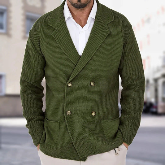 Men's Double - Breasted Knit Blazer Jacket - Harren Cole
