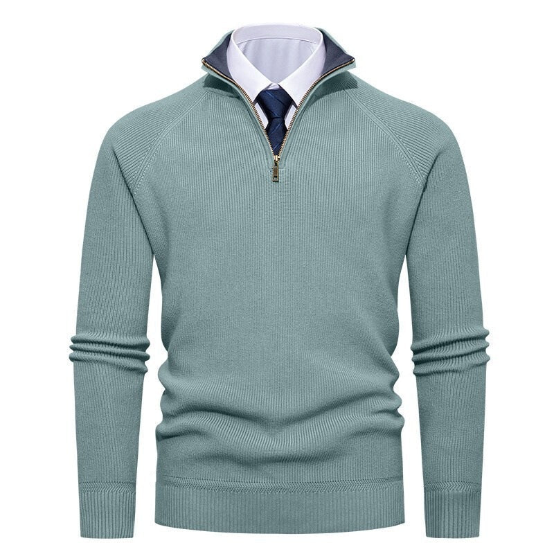 Men's Ribbed Half-Zip Knit Sweater Stand Collar - Harren Cole
