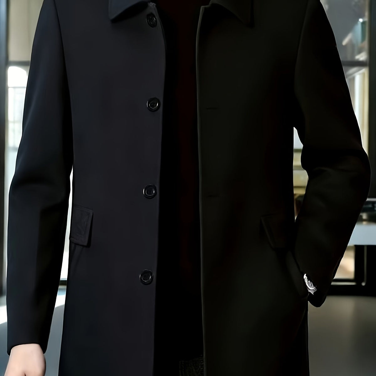 Men's Single-Breasted Long Coat - Harren Cole