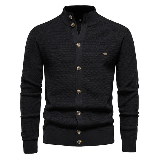 Men’s Stand - Up Collar Knit Cardigan Sweater - Harren Cole