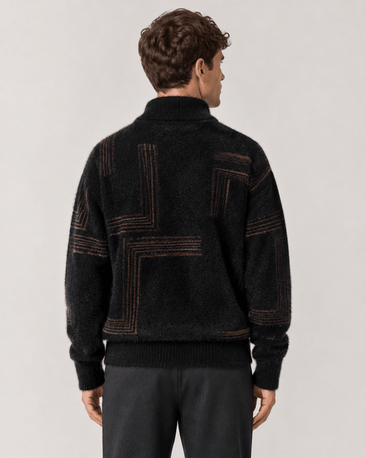 Men's Textured Knit Funnel Neck Sweater Relaxed Fit - Harren Cole