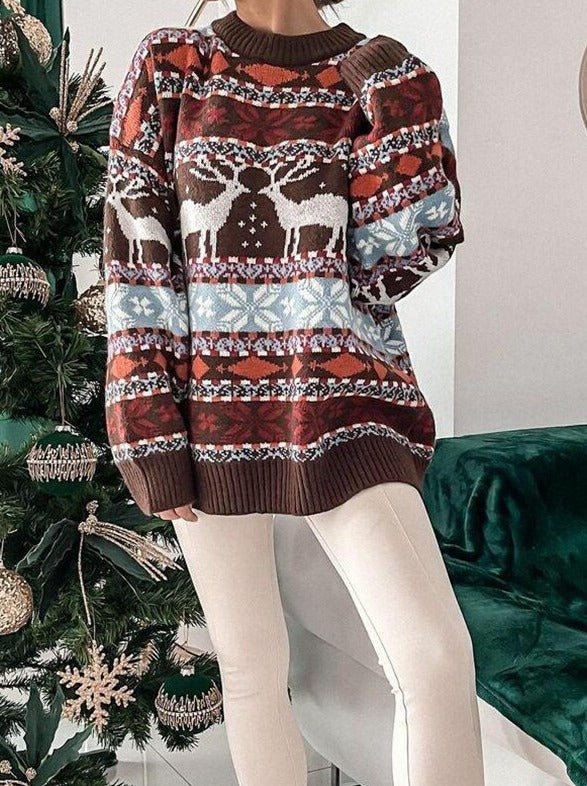 MerryPullover - Damen Vintage Print Sweater – Lässiger & Stilvoller Look - Livezo