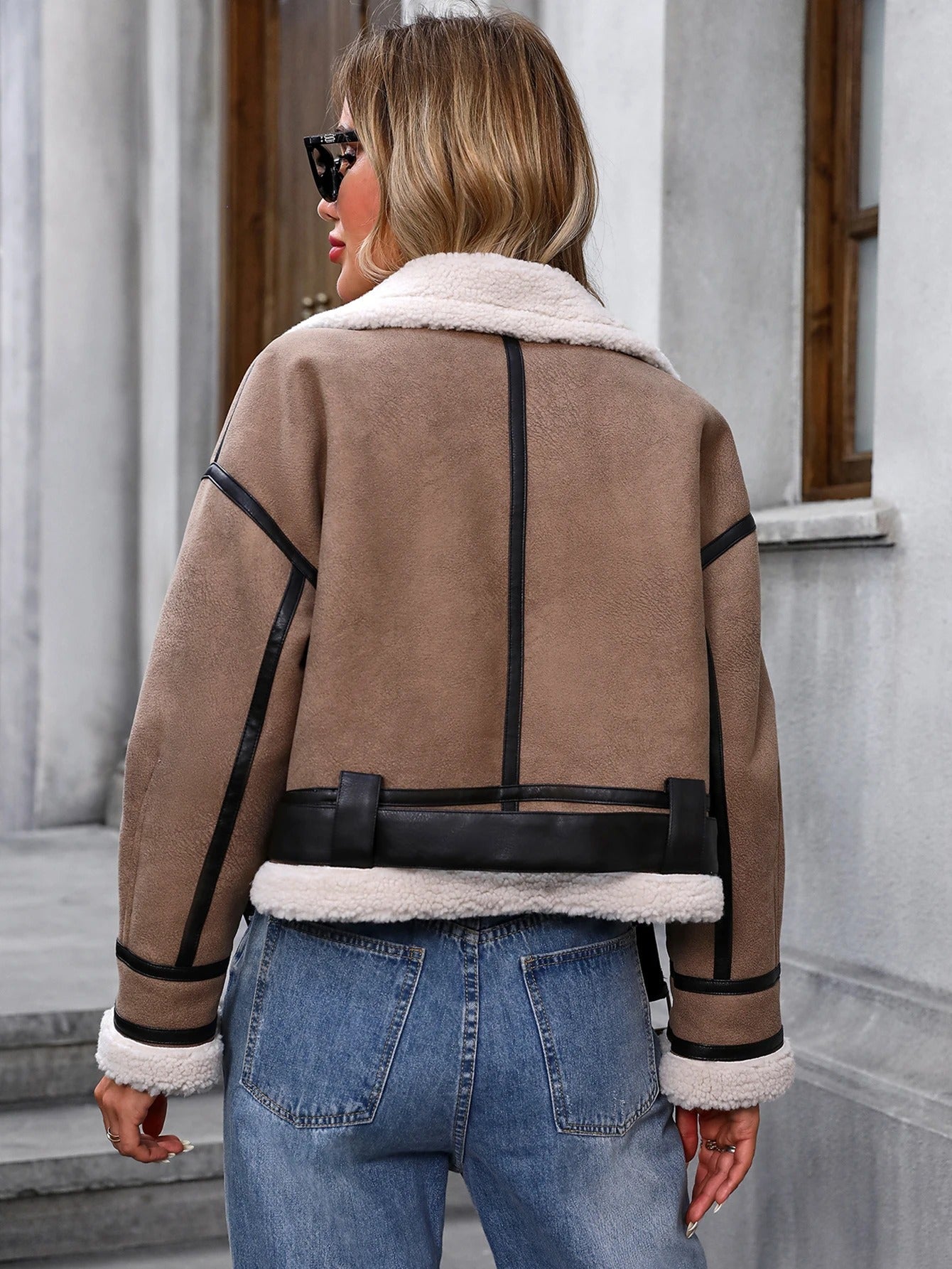 Samt Kurzjacke mit Reißverschlussdetail - Livezo